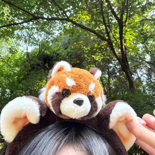 Danqin cute little raccoon plush headband for women, face wash, makeup headband, facial mask, special hairpin hair accessories, autumn and winter little raccoon plush headband