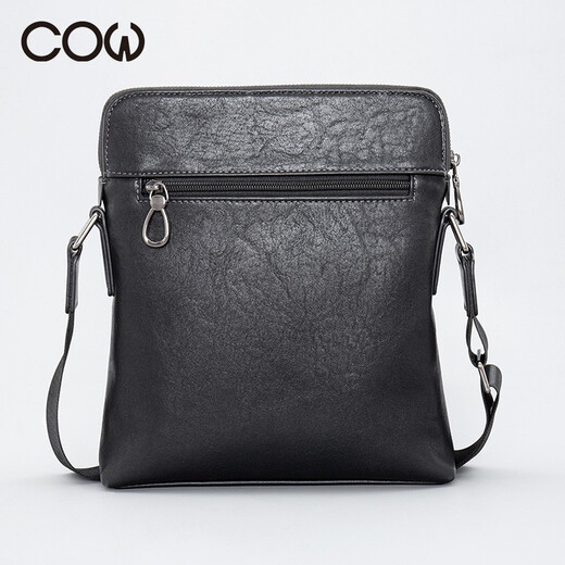 Französische Kuhwuchterbeutel Herren-Crossbody-Tasche Herrenbag Business Casual Bag Handtasche Geschäfts Reisebag C-9898 Single Schulter schwarz
