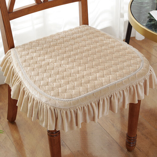 Frangomu cushion home dining chair cushion chair butt cushion winter thickened non-slip European dining table and chair cushion stool cover seat cushion Nimilan-beige 43X45cm universal size single piece