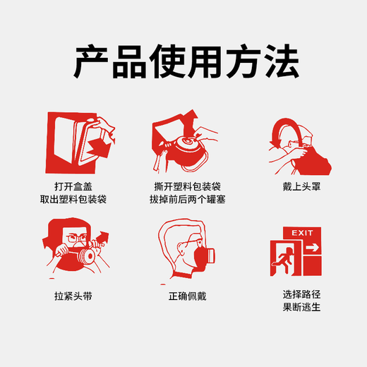 Lanfu fire escape mask national silicone standard 3C certified filter fire self-rescue respirator smoke-proof rubber mask three-person escape combination