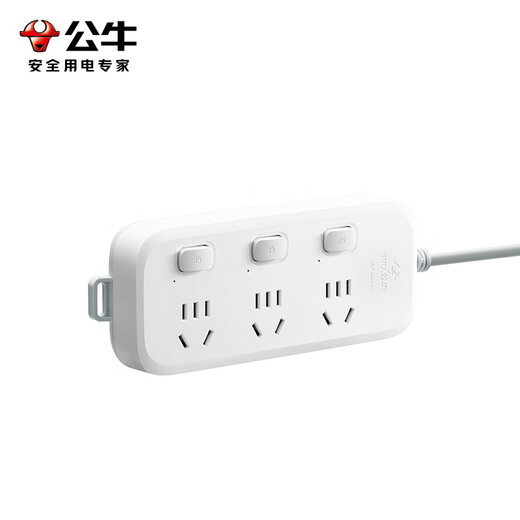Bull (BULL) power strip multi-function multi-hole converter with wire socket dormitory home mop panel three-socket sub-control-1.8 meters-B5033(S)