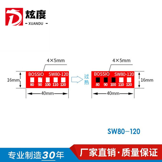 CLCEY测温贴SW-80贴纸示温片变色贴片试纸测温热敏温度变色纸感温标签 SW-12035片/张