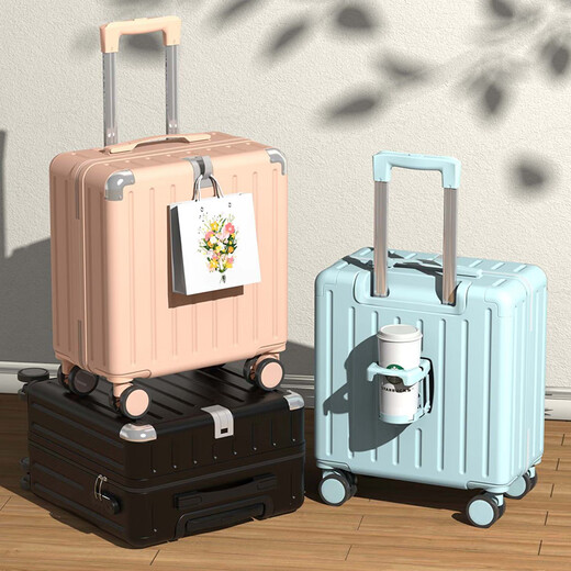 
Suitcase small boarding case new high-quality trolley case for men and women students travel case small business password box 719 business black 20 inches gift sticker [about 44*37*20cm]