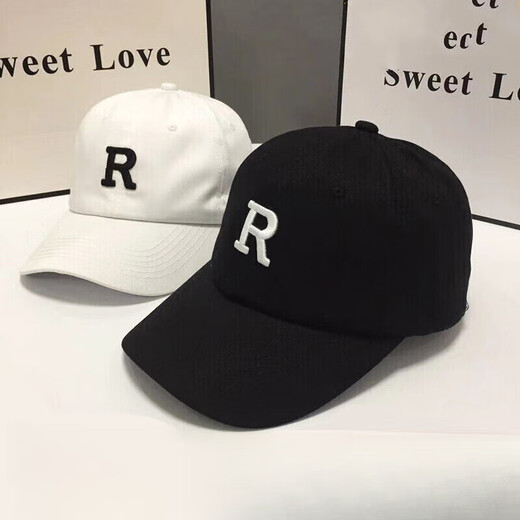 Yangzhuangzi Hat Men's Peaked Cap Spring and Summer Sun Protection Hat Korean Style Fashion Women's Sun Hat R Letter Baseball Cap R Black One Size Adjustable