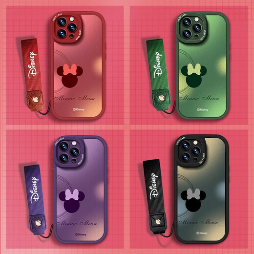 才壳【迪士尼授权】苹果系列手机壳iPhone15Promax小羊皮14plus新款13可爱卡通12 红色小胖妞手绳【X1502迪士尼】 iPhone15Plus