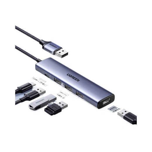 绿联UGREEN 绿联CM219 USB3.0分集线器高速4口HUB扩展坞带供电口50985 一拖四 线长 0.5米（15917）