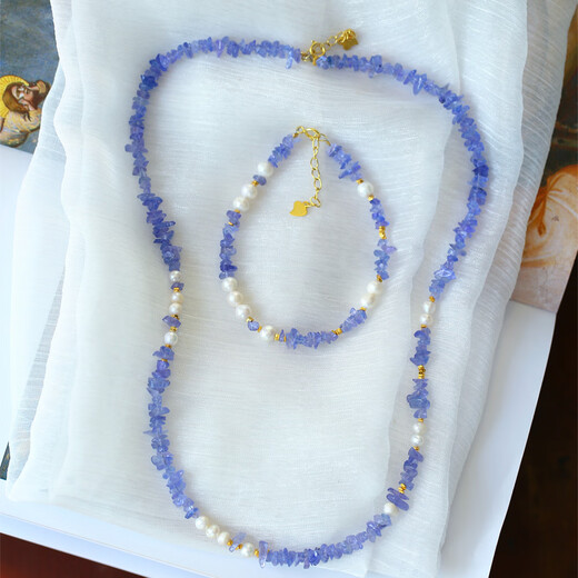 Yan's natural colored treasure tanzanite gravel matched with pearls original necklace/bracelet women's tanzanite jewelry necklace