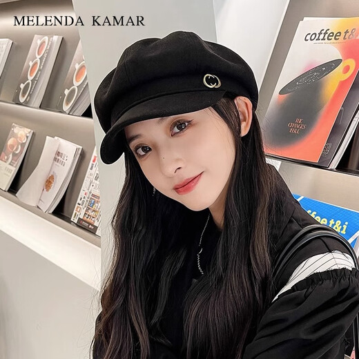 MELENDA KAMAR贝雷帽子女秋冬季八角帽复古显脸小画家帽轻奢新年礼物送女生礼盒 咖色