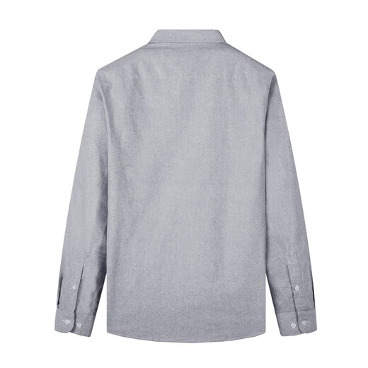 与狼共舞【纯棉透气】衬衫男新疆长绒棉春夏季商务通勤百搭男士长袖衬衣 015深灰 L 175/92A