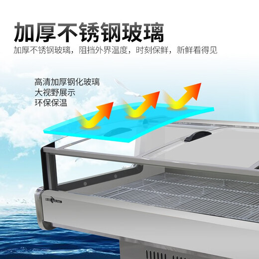 Suiling (SUILING) fresh meat display cabinet braised vegetables cooked food refrigerator commercial horizontal freezer pork preservation cabinet meat freezer cold vegetable display cabinet supermarket refrigerator 2-meter fresh meat cabinet (1988*1120*897mm)