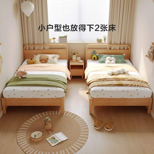 Lins Haus Kinderbett Junge Massivholz Füße Kinderbett Mädchen Prinzessin Bett Einzelbett Nordic Kinderzimmer Möbel Kombination KN4A Board Holz Lotus Weißes Bett + Matratze + Nachttisch *1 1050 mm *2000mm