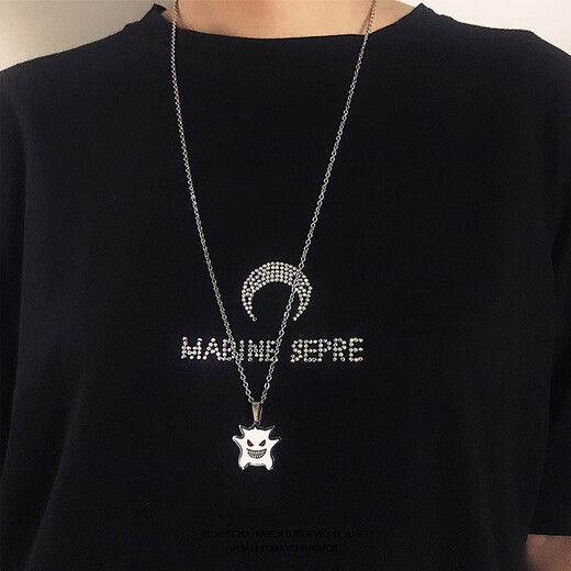Qi Xiaomi original little devil men's necklace men's trendy titanium steel pendant chain street versatile sweater chain accessories for boyfriend