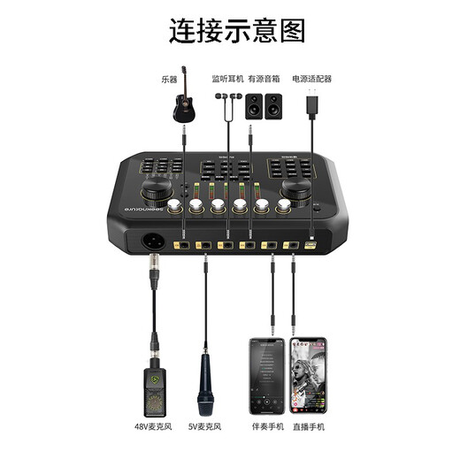Seeknature Sound Card Broadcast Bar Live Broadcast Equipment Sound Card Set Mobile Live Broadcast Wireless Microphone Karaoke Live Online Class Seeknature ST60pro Sound Card + D11 Wireless Microphone Single Microphone *
