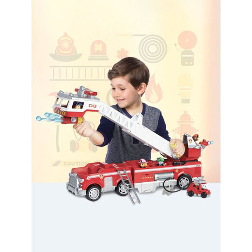 正版汪汪队立大功超大号豪华毛毛消防车声光发射变形宝宝玩具 16759警车声光阿奇 顺丰速发