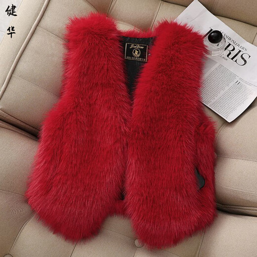 Yinshi Grape Purple 2025 new style imitation fox fur imitation fur vest short vest for women high-end light luxury model slim large size black S