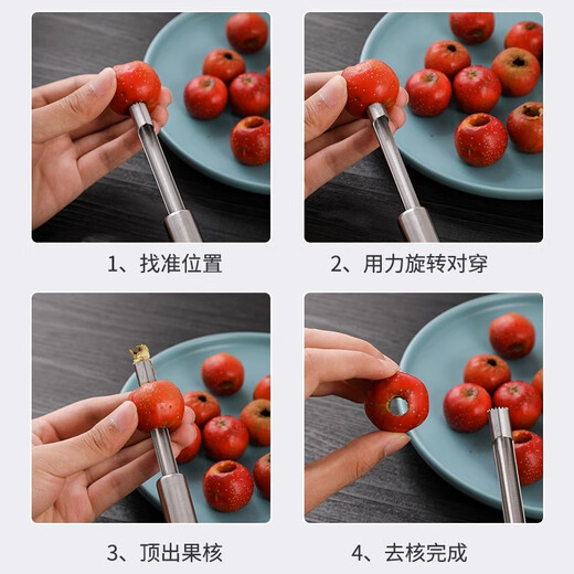 Dipur 304 hawthorn pit removal tool, jujube, pear and cherry seed removal and coring tool, red fruit digging candied haws and coring tool
