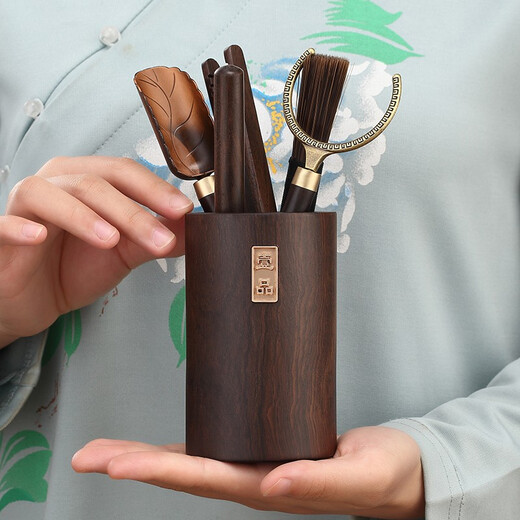 Jiutang Kung Fu Tea Set Accessories Black Sandalwood Tea Ceremony Six Gentlemen Tea Knife Spoon Tea Clamp Three-piece Tea Making Tool Set Supplies (1st Grade) Black Sandalwood Tea Ceremony Six Gentlemen
