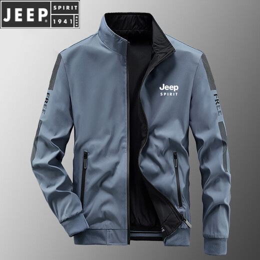 JEEP SPIRIT jacket men's spring and autumn stand collar loose double-sided wear winter youth middle-aged business jacket with cotton jacket 9866 dark gray plus cotton style [upgrade version] 2XL (recommended 145-160Jin [Jin equals 0.5 kg])