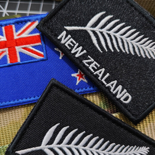 Tactical Mandrill New Zealand Flag Armband Silver Fern Logo Badge Embroidered Velcro Badge Flag Morale Badge Outdoor Backpack Sticker Silver Fern with Letters 5*8CM
