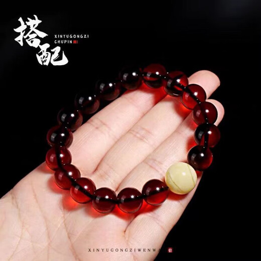 TOONTEEN Burmese amber blood amber single bead with Baltic Sea single beeswax bracelet separated by beads to play with Vajra play with water purification 5A grade blood cypress 14mm single bead