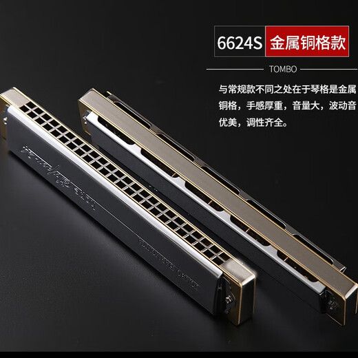 Tombo Tongbao 6624S Tongqin Grille 24-hous harmonica polyphonique Advanced Beginners Professional Playing Collector's Version Instruments High-Und Personnalisation-Couple Qin Grid (Collector's Version) C-Key-Commonly Used