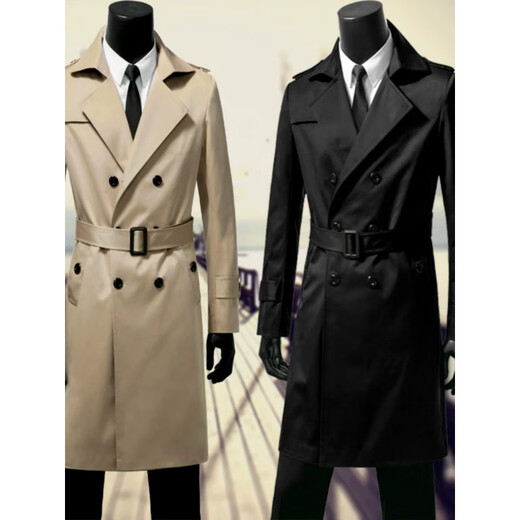 Zhehan World War II German officer uniform windbreaker 2024 new mid-length clothes new spring and autumn men's trench coat dark blue XL