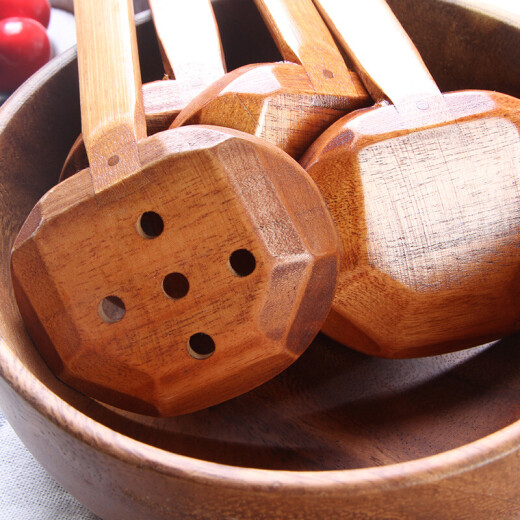 Japanese Ajisen Ramen Spoon Long Handled Solid Wood Hot Pot Spoon Colander Set Malatang Custom Turtle Back Spoon Engraved QT0006 Long Handled Spoon 21.5cm