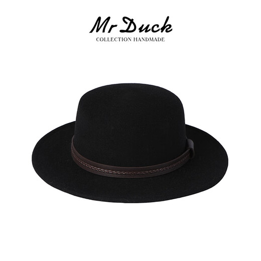 Same style as Mr DUCK show, Australian 100% wool flat hat for women to keep warm in autumn and winter, red top hat, Qiji red New Year match, agarwood plain black (100% wool)-MW362171 S (suitable for head circumference 52-54cm)