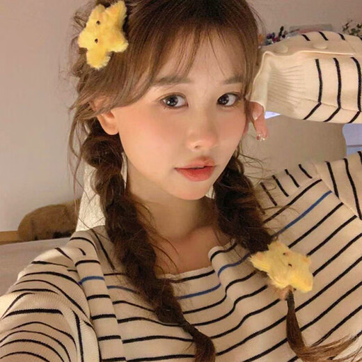 Soft cute star chubby yellow five-pointed star plush hairpin girl hairpin cute hair accessories dopamine jewelry soft cute star 1 pack