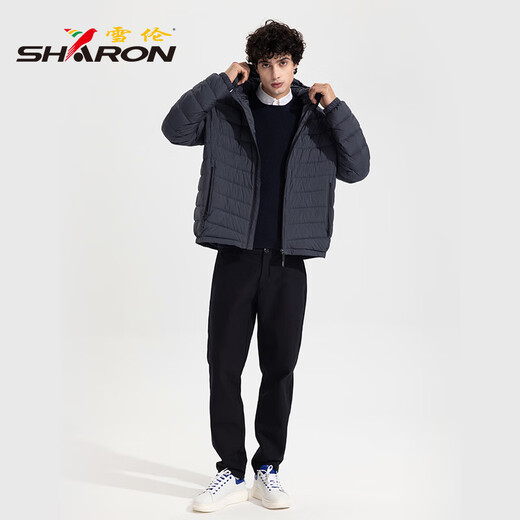 Shirron off-season light down jacket men's hooded commuting business style autumn and winter jacket light and warm 13661 Song Tea Green XL