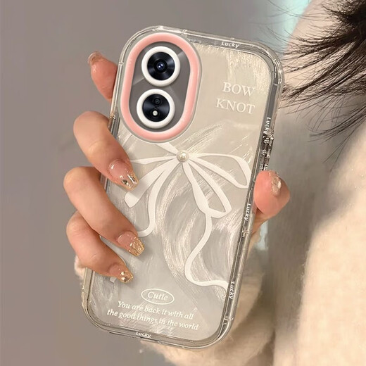 妙之选适用于OPPOA97手机壳A57羽纱奶油A72少女心珍珠蝴蝶结A91潮牌A92S全包A1Pro硅胶套A95手机壳A96防 羽纱奶油壳-透明-BS3884白蝴蝶结 OPPOA92s