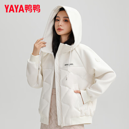 YAYA (YAYA) 90+ Series Lightweight Down Jacket Women's Short 2025 Winter New Fashion Trendy Hooded Jacket Trendy KL Beige M 160/84A