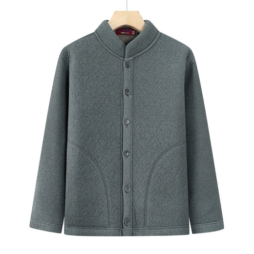 Fengxiao middle-aged and elderly men's velvet thickened knitted cardigan sweater dad warm clothes autumn and winter elderly grandfather winter coat dark gray 3XL (recommended 115-130 Jin Jin equals 0.5 kg)