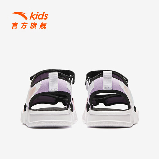 ANTA children's sandals, beach shoes for girls and boys, 2026 summer new style, breathable, comfortable, soft, open-toed students, light fog purple/Anta white/black-1 38