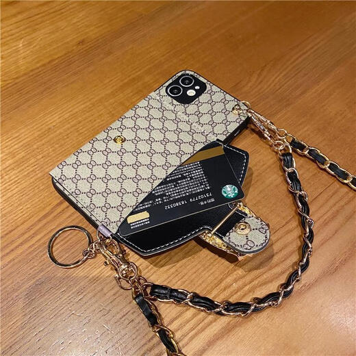
Tongrubi trendy brand wallet Apple 14 mobile phone case 13promax chain 12Promax crossbody 11 women xs67/8plus luxury khaki Baccarat card bag chain portable Apple 13