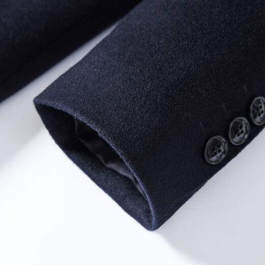 
Hengyuanxiang winter new cashmere wool blend long jacket thick casual lapel wool coat men's warm Navy Blue XL /180/96A