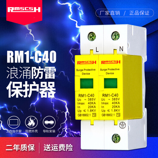 Shanghai People's 2P/4P first-level surge protector 220/380V lightning arrester lightning switch surge protector anti-lightning three-phase-80KA (secondary)