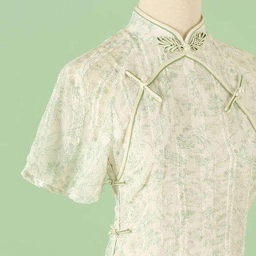 Xunsa Robe adulte pour femmes de 18 ans, étudiant Cheongsam Young Style, vie quotidienne, rétro, République de Chine, version améliorée à manches courtes 829 Green M