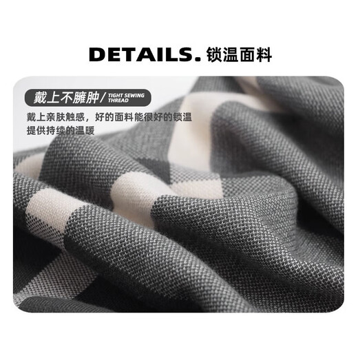 Muchiston scarf men's winter classic all-match plaid knitted long men's scarf thickened warm scarf for birthday gift classic black square style to prevent cold and keep warm