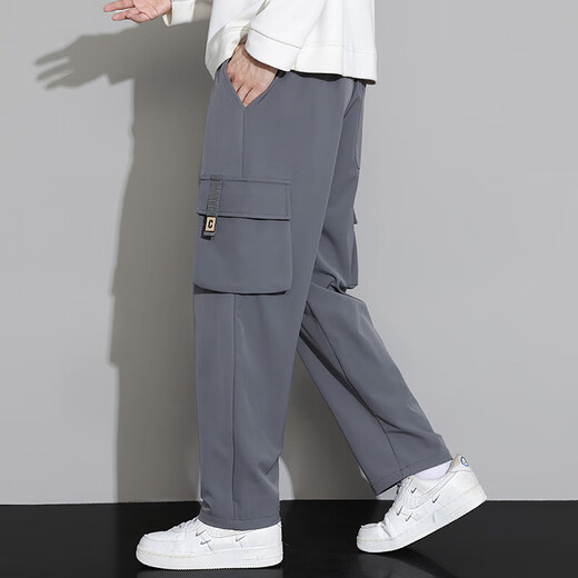 啄木鸟工装裤男春夏季新款直筒工装休闲裤男潮流宽松简约时尚百搭长裤子 9930灰色 5XL