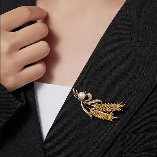 Idel's golden wheat ear high-end brooch for women's suit jacket corsage accessories pin to fix clothes and versatile birthday gift Golden wheat ear brooch XZ0051