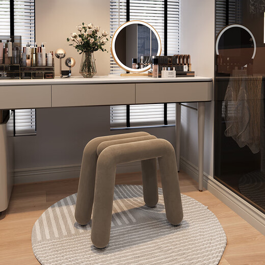 Seaworthy dressing stool bedroom dressing table stool modern simple light luxury Internet celebrity makeup chair manicure and shoe changing stool milk white 55cm