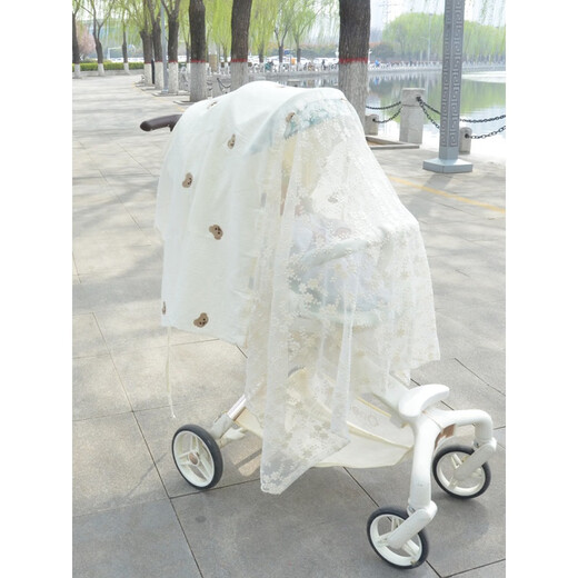 CLCEY Stroller Mosquito Net Windproof Universal Baby Walking Artifact Seat Cushion Safety Seat Mat Stroller Fan Baby Stroller Accessories Sun Shade Anti-mosquito Flying Net Mosquito Net Embroidered Bear Free Shipping Insurance