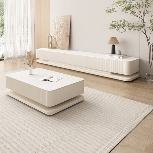 Melchers Furni Ture Modernes Internet -Promi Cream Style Couchtisch TV -Schrank Italienische Rocktisch -TV -Schrank Kombination 2,2 Meter TV -Schrank aufgehängt
