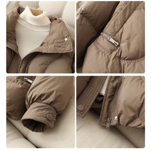 Pierre Cardin brand small short down jacket women's casual fashion 2024 winter new bread jacket women's new national standard off-white three-proof fabric new national standard XL recommended 116-130 Jin Jin equals 0.5 kg three-proof fabric