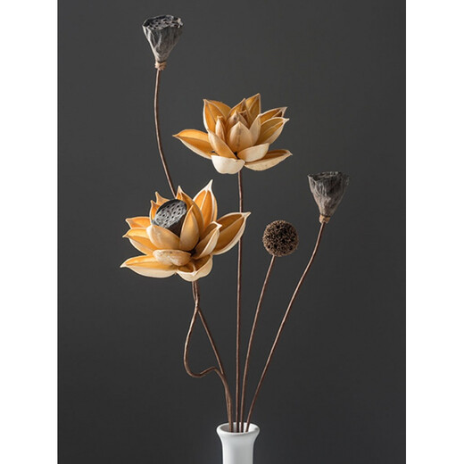 Bouquet of real flowers, decorative ornaments, lotus, air-dried lotus pod, natural lotus root, Zen flower arrangement, Chinese-style living room decoration, dried flower combination 5019, dried flower bag