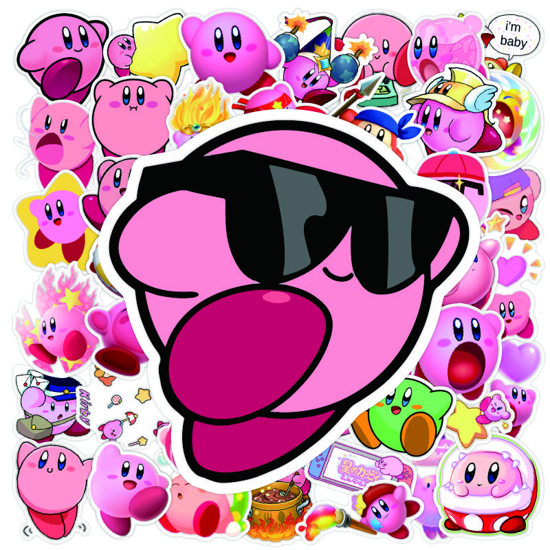 Netter Star Kirby Kirby Aufkleber Cartoon Mobile Aufkleber Tablette Wasserbecher Handkonto DIY kleiner Aufkleber wasserdichte Aufkleber zufällig 10