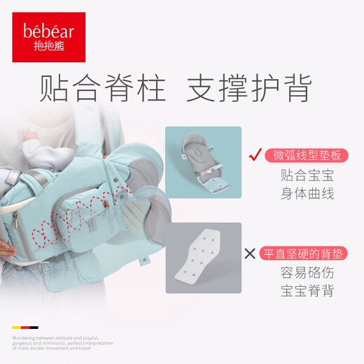 
Hug bear newborn waist stool baby multi-functional strap hug baby support baby horizontal hug front and rear dual-purpose baby hug artifact Baoliang blue-single strap style