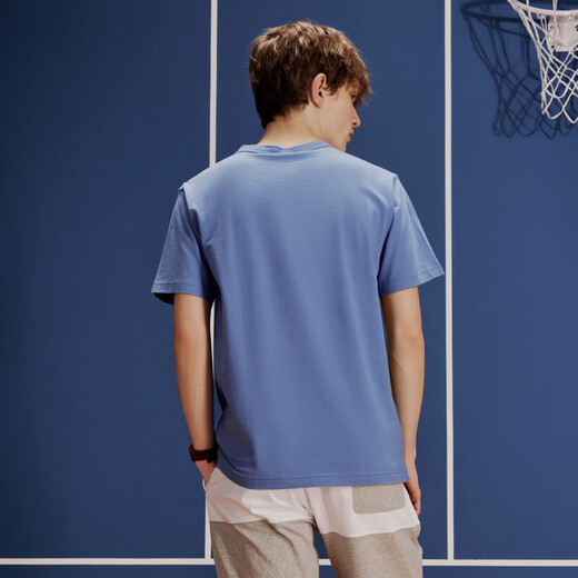 
Champion champion short-sleeved T-shirt men's 2024 summer new top female campus couple M653 dark blue splicing L