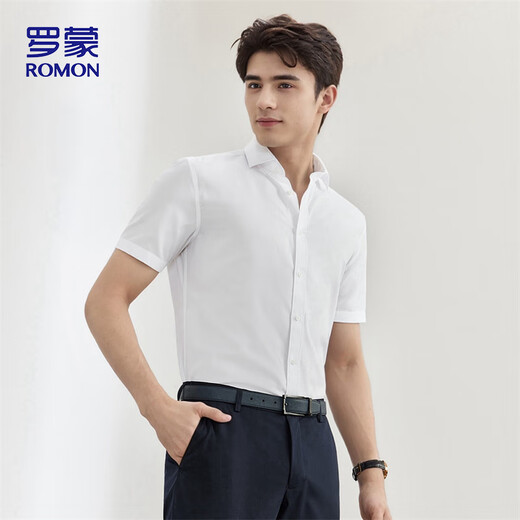 
ROMON short-sleeved shirt men's 2025 summer cool cotton top business casual formal wear white shirt MQ21 white 41